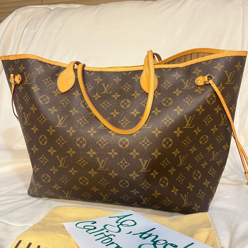 Louis Vuitton Monogram Canvas Tote with Vachetta Trim (Brown, Tan)